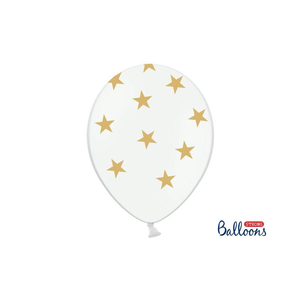 Balony 30cm, Gwiazdki, Pastel Pure White